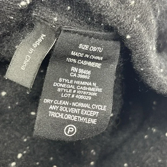 Theory 100% Cashmere Black White Speckles Storage Travel Clothe Dust Pouch Bag - Picture 5 of 7